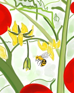 Abeja en la vid (arte digital) de Evan Sklar