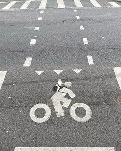 Señalización de carril bici en la calle (arte digital) de Evan Sklar