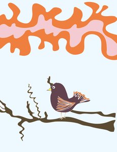 Bird On Branch, 2015 (dibujado a mano en un iPad con un lápiz Apple) de Evan Sklar