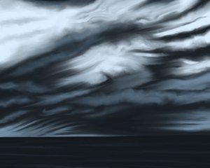 Cielo azul y océano , c.2020-24 (arte digital) de Evan Sklar