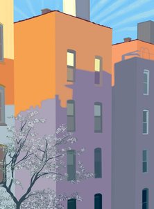 Sombras sobre edificios (arte digital) de Evan Sklar