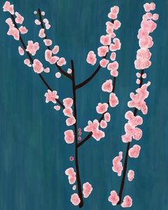 Ramas de cerezo en flor, Brooklyn (arte digital)