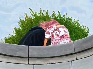 Pareja en el jardín de Toulleries (arte digital) de Evan Sklar