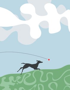 Perro persiguiendo una pelota, 2015 (dibujado a mano en un iPad con un lápiz Apple). de Evan Sklar