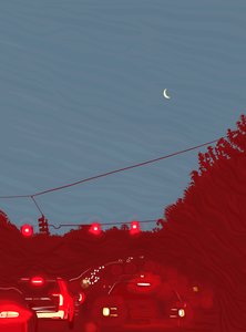 Conduciendo hacia el sur, sesenta y cinco de la mañana, c.2020-24 (arte digital) de Evan Sklar