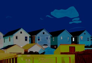 Casas en Queens (arte digital) de Evan Sklar