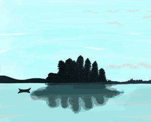 Lake In Maine, 2015 (dibujado a mano en un iPad con un lápiz Apple) de Evan Sklar