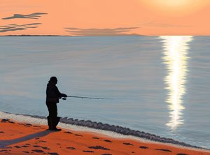 Hombre pescando, Brooklyn (arte digital) de Evan Sklar