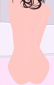 Espalda de mujer desnuda en Bath, Brooklyn (arte digital)