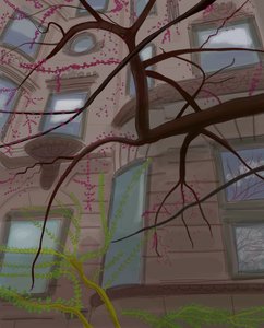 Prospect Parek West y Fifth Street, Brooklyn, 2017 (dibujado a mano en un iPad con un lápiz de Apple). de Evan Sklar