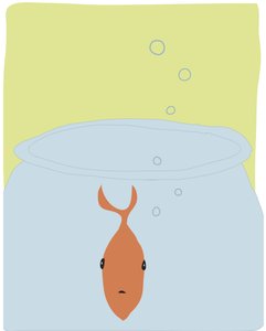 Single Goldfish In Bowl, 2015 (dibujado a mano en un iPad con un lápiz Apple). de Evan Sklar