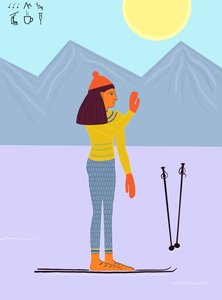 Día de esquí con hieroglifos, c.2020-24 (arte digital)