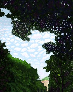 Cielo y avenida desde Prospect Park, Brooklyn (arte digital) de Evan Sklar