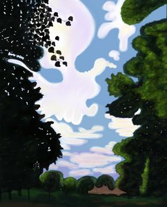 Carpa y cielo, Prospect Park 2018 (dibujado a mano en un iPad con un lápiz de Apple) de Evan Sklar