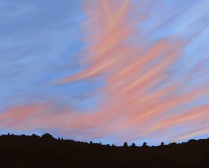 Tree Line, Hudson Valley, 2018 (dibujado a mano en un iPad con un lápiz de Apple).