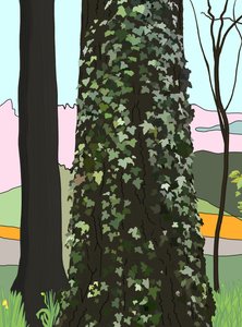 Árbol con hiedra (arte digital)