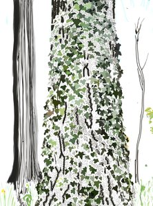 Árbol con hiedra (arte digital)
