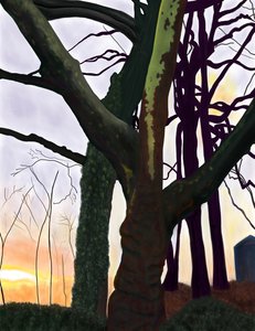 Árboles, Prospect Park, Brooklyn (arte digital) de Evan Sklar