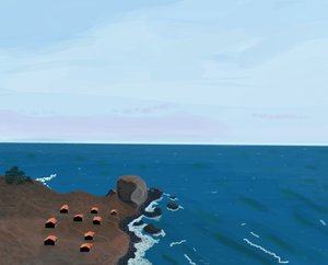 View From Pacific Coast Highway, 2016 (dibujado a mano en un iPad con un lápiz de Apple). de Evan Sklar