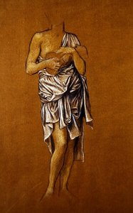 Suplicante femenina zurda en un embarcadero / St Christin de Evelyn De Morgan