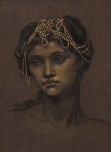 Estudio para Medea, c.1889 (tiza negra realzada con pintura dorada) de Evelyn De Morgan