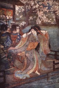 La doncella de Unai, ilustración de "The Myths and Legends of Japan" de F. Hadland Davis