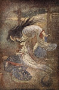 Yuki-Onna, La Dama de las Nieves, ilustración de "The Myths and Legends of Japan" de F. Hadland Davis de Evelyn Paul