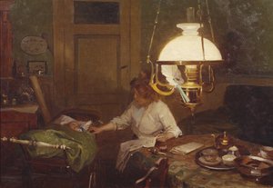 Interior con madre e hijo (óleo sobre lienzo)