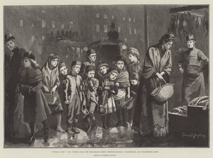 Lo que queda; o, Migajas de la mesa del rico, boceto fuera de una pescadería y pollería de Everard Hopkins