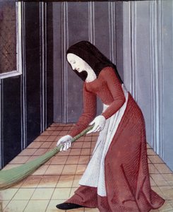 La sociedad francesa de la Edad Media: Una sierva barriendo