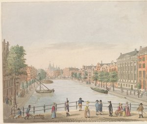 Kloveniersburgwal en Ámsterdam, hacia 1810-1813 Vue du Kloveniers Burgwal et de la Maison de Trip, du High Street au Marché Neuf (título sobre el objeto) de Evert Maaskamp