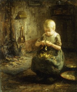 Un Niño Pelando Patatas