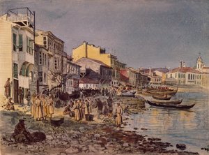 Soldados rusos en el malecón de San Stefano, 1878 de Evgeni Kirillovich Makarov