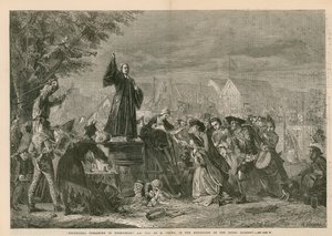 George Whitefield predicando en Moorfields, AD 1742 - en la exposición de la Real Academia de Eyre Crowe