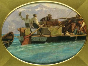 Barco de equipaje en el Lago Ginebra