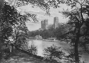 Catedral de Durham, desde el puente de Prebend, c. 1896