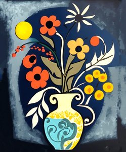 Pintura impresionista abstracta flores en un jarrón, Wall Art | Impresiones en lienzo de F. Abderrahim