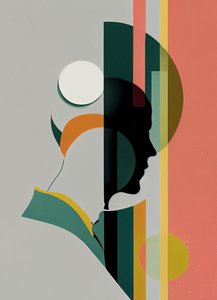 Retrato abstracto minimalista de hombre, hermosos colores, impresiones de arte de pared