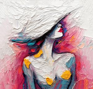 Pintura al óleo abstracta moda dama retrato, impresiones de arte de la pared para la venta