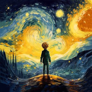 Cuadros abstractos, el cuento de hadas el principito, impresiones murales enmarcadas de F. Abderrahim