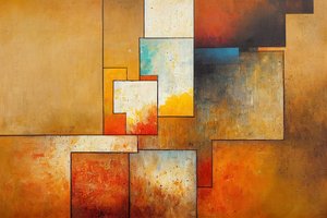 Formas y líneas abstractas en colores vibrantes, impresiones sobre lienzo enmarcadas de F. Abderrahim