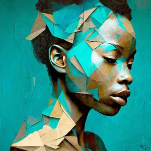 Retrato de niña africana, pintura efecto triángulos, impresión en lienzo bajo demanda