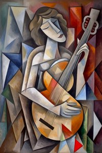 Cubismo analítico y música en fragmentos, impresión vertical en lienzo, decoración de pared de F. Abderrahim