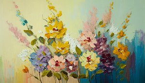 Flores antiguas en jarrón, floral abstracto sobre lienzo, impresiones de arte mural de F. Abderrahim