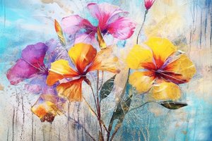 Hermosas flores de fondo, AI generado pintura al óleo de arte floral