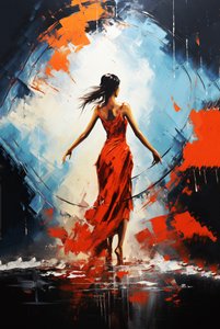 Hermosa bailarina pintura, vista posterior, impresiones artísticas en línea de F. Abderrahim