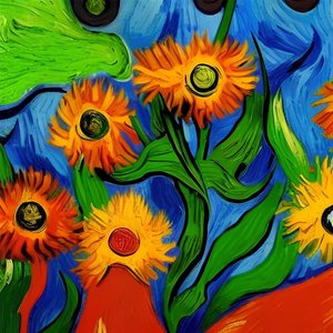 Hermosas flores impresionistas pintura sobre lienzo, dormitorio decoración de la pared, colores vivos de F. Abderrahim
