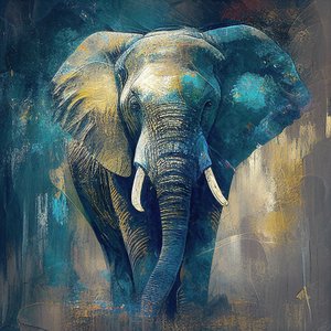 Retrato de cara de elefante, impresiones artísticas en lienzo, decoración de pared con animales de F. Abderrahim