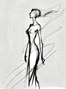 Dibujo de silueta de niña, impresiones minimalistas, decoración de habitaciones de F. Abderrahim