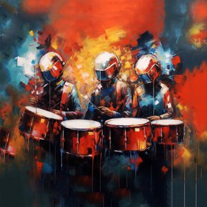 Grupo de músicos tocando la batería, música rock, Arte digital imprimible